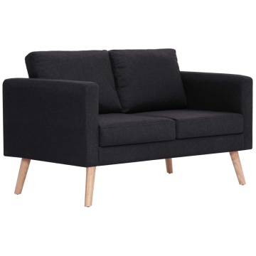 Canapea cu 2 locuri, negru, material textil - Img 2