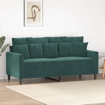 Canapea cu 2 locuri, verde închis, 140 cm, catifea - Img 1