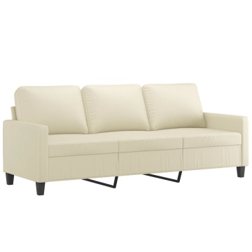 Canapea cu 3 locuri, crem, 180 cm, piele ecologică - Img 2