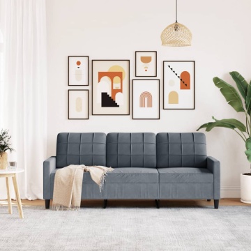 Canapea cu 3 locuri, gri închis, 180 cm, material catifea - Img 3