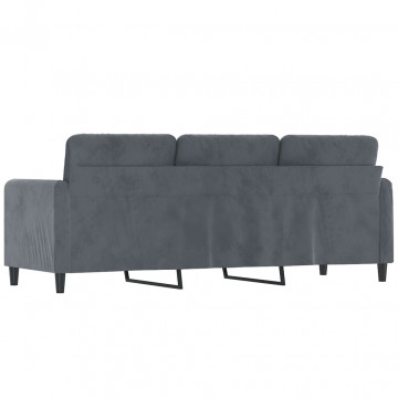 Canapea cu 3 locuri, gri închis, 180 cm, material catifea - Img 8