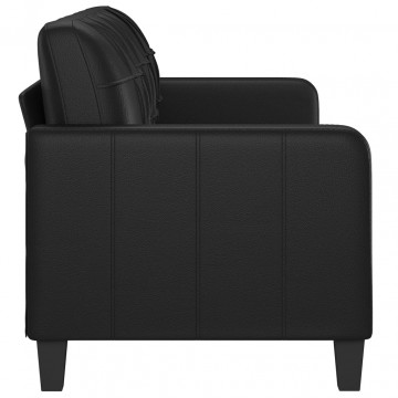 Canapea cu 3 locuri, negru, 180 cm, piele ecologică - Img 4