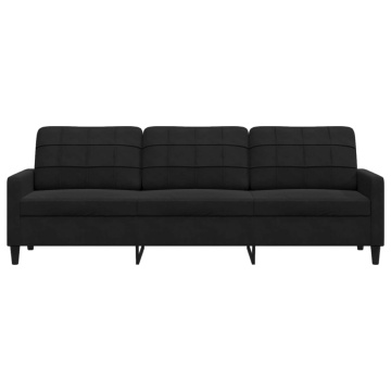 Canapea cu 3 locuri, negru, 210 cm, material catifea - Img 4