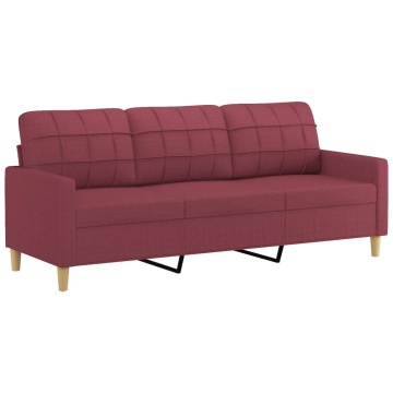 Canapea cu 3 locuri, roșu vin, 180 cm, material textil - Img 2