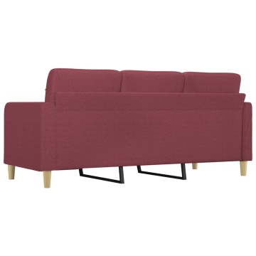 Canapea cu 3 locuri, roșu vin, 180 cm, material textil - Img 8
