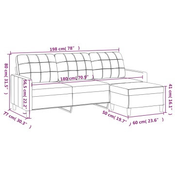 Canapea cu 3 locuri și taburet, gri închis, 180 cm, textil - Img 6