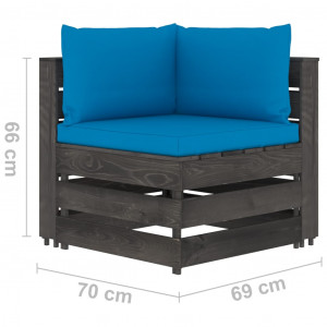Canapea de colț modulară cu perne, gri, lemn tratat - Img 5