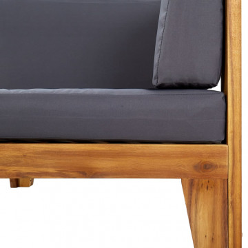 Canapea de colț modulară, perne gri închis, lemn masiv acacia - Img 7