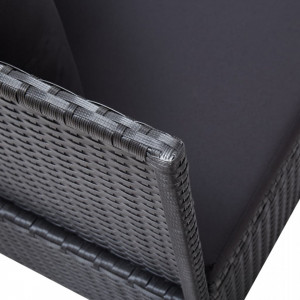 Canapea de exterior cu perne, negru, poliratan - Img 8