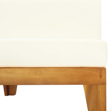 Canapea de mijloc modulară, perne alb crem, lemn masiv acacia - Img 7