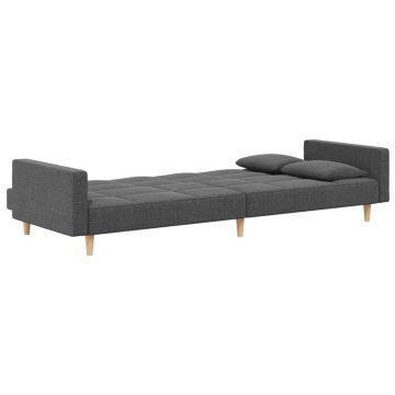 Canapea extensibilă cu 2 locuri, 2 perne, gri deschis, textil - Img 5