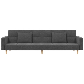 Canapea extensibilă cu 2 locuri, 2 perne, gri deschis, textil - Img 8
