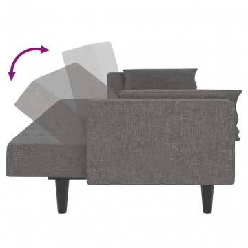 Canapea extensibilă cu 2 locuri, 2 perne, gri deschis, textil - Img 7