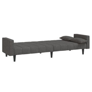 Canapea extensibilă cu 2 locuri, 2 perne, gri închis, textil - Img 5