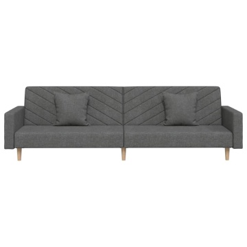 Canapea extensibilă cu 2 locuri, 2 perne, gri închis, textil - Img 8