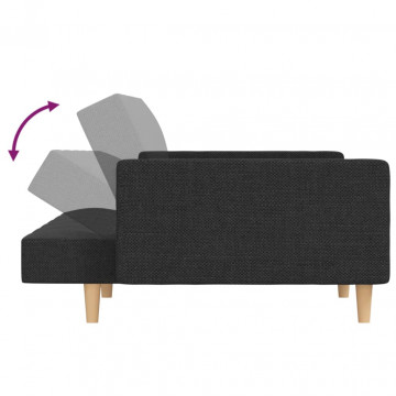 Canapea extensibilă cu 2 locuri, 2 perne, gri închis, textil - Img 7