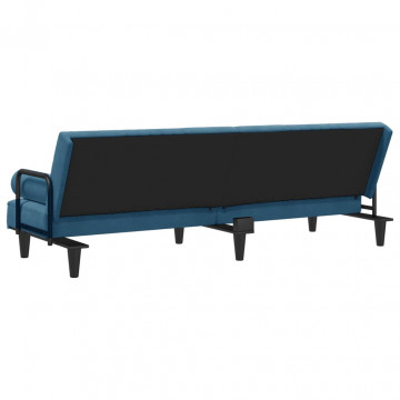 Canapea extensibilă cu cotiere, catifea albastră - Img 8