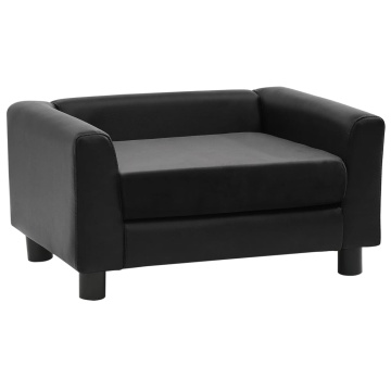Canapea pentru câini, negru, 60x43x30 cm pluș & piele ecologică - Img 2