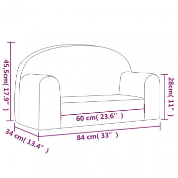 Canapea pentru copii cu 2 locuri, antracit, pluș moale - Img 6