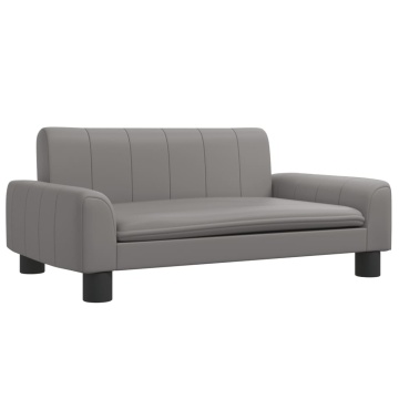 Canapea pentru copii, gri, 70x45x30 cm, piele ecologică - Img 2