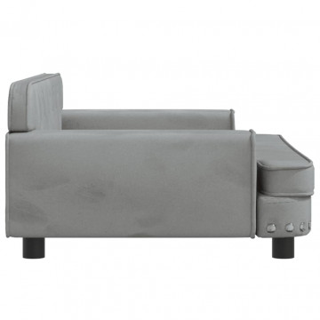 Canapea pentru copii, gri deschis, 90x53x30 cm, catifea - Img 4