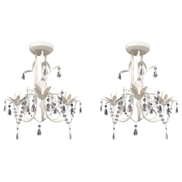 Candelabre suspendate de plafon cu cristale 2 buc. alb elegant - Img 1