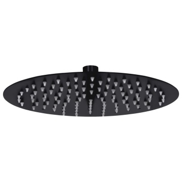 Cap de duș tip ploaie rotund, negru, 25 cm, oțel inoxidabil - Img 1