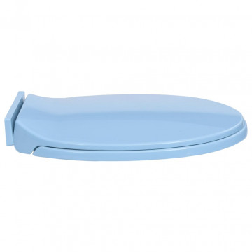 Capac WC cu închidere silențioasă, albastru, oval - Img 7