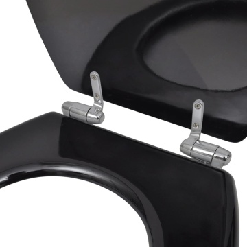 Capac WC cu închidere silențioasă negru MDF design simplu - Img 5