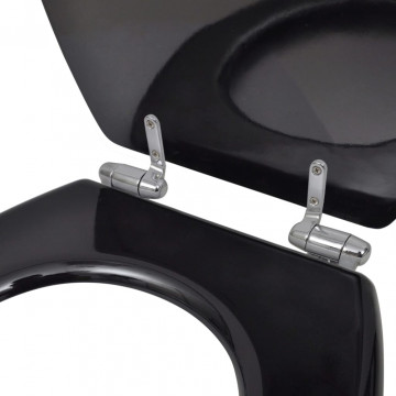 Capac WC cu închidere silențioasă negru MDF design simplu - Img 4