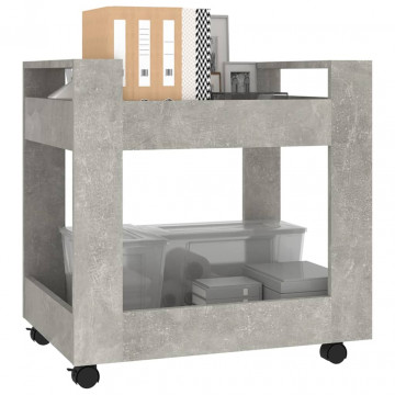 Cărucior de birou, gri beton, 60x45x60 cm, lemn prelucrat - Img 3
