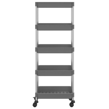 Cărucior de bucătărie 5 niveluri gri 42x29x128 cm fier și ABS - Img 3