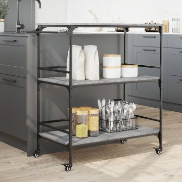 Cărucior de bucătărie, gri sonoma 100,5x50x105cm lemn prelucrat - Img 4