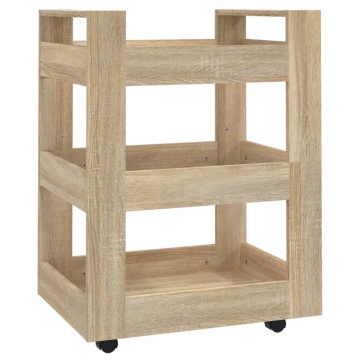 Cărucior de bucătărie stejar sonoma 60x45x80 cm lemn prelucrat - Img 2
