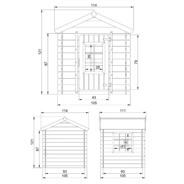 Casuta de joaca din lemn pentru copii - L111 x D114 x H121 cm - TIMBELA M570M - Img 3