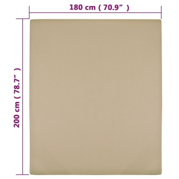 Cearșaf de pat cu elastic, gri taupe, 180x200 cm, bumbac - Img 4