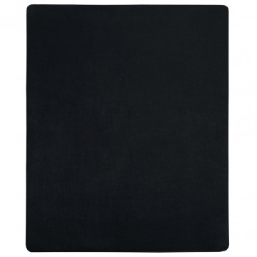 Cearșaf de pat cu elastic, negru, 100x200 cm, bumbac - Img 2