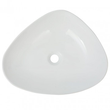 Chiuvetă baie din ceramică, triunghiulară, 50,5x41x12 cm, alb - Img 3