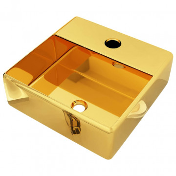 Chiuvetă cu orificiu de robinet, auriu, 38x30x11,5 cm, ceramică - Img 2