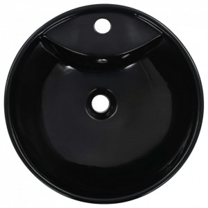 Chiuvetă cu preaplin, negru, 46,5 x 18 cm, ceramică - Img 4