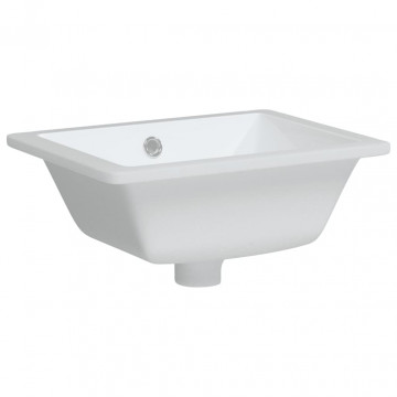 Chiuvetă de baie, alb, 39x30x18,5 cm, pătrată, ceramică - Img 3