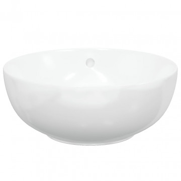 Chiuvetă de baie, alb, 44x17 cm, ceramică, rotundă - Img 4