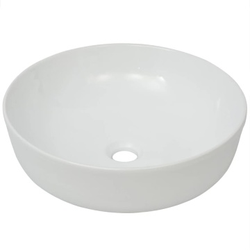 Chiuvetă de baie din ceramică, rotundă, 41,5 x 13,5 cm, alb - Img 2