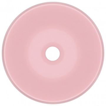 Chiuvetă de baie lux roz mat 40x15 cm ceramică rotund - Img 3