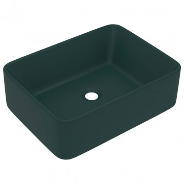 Chiuvetă de baie lux, verde închis mat, 41x30x12 cm, ceramică - Img 2