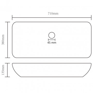 Chiuvetă de lux gri închis mat 71x38 cm ceramică dreptughiular - Img 5