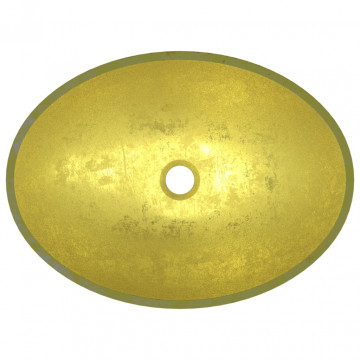 Chiuvetă din sticlă, auriu, 50x37x14 cm - Img 7