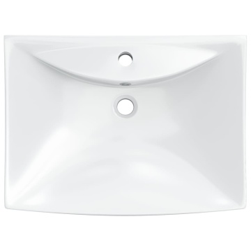 Chiuvetă dreptunghiulară cu preaplin & gaură robinet, ceramică - Img 4