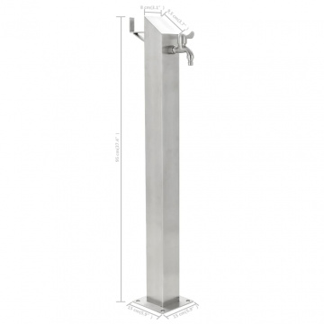 Coloană de apă pentru grădină, 95 cm, oțel inoxidabil, pătrat - Img 7