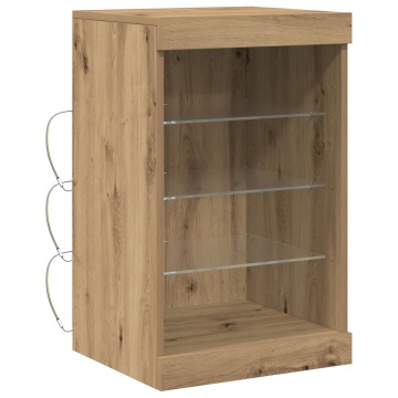 Comodă cu lumini LED Stejar Artizanal 41x37x67 cm - Img 2